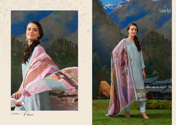 Saadgi Poorva Silk Printed Dress Material Catalog
